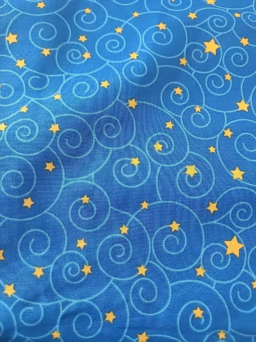 New Trenas Christmas Wish Blue Swirl Star Cotton Fabric 3 Continuous Yards
